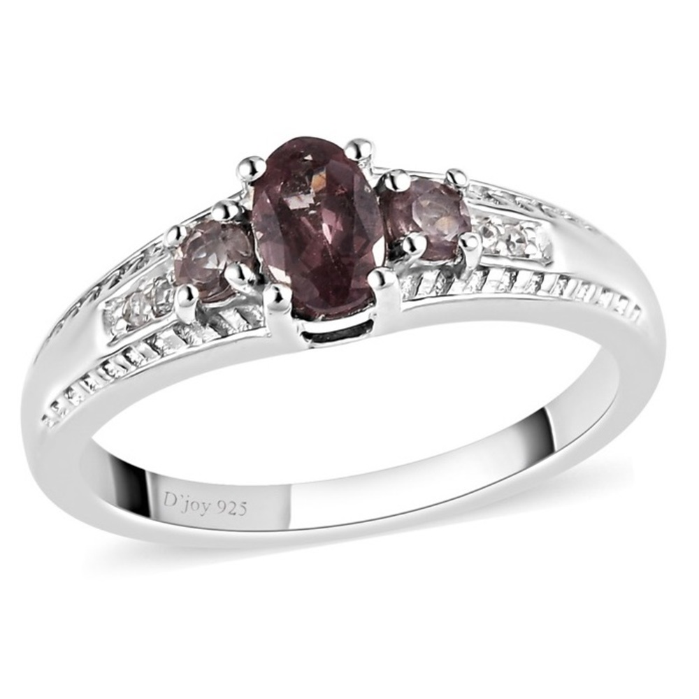 NWT Color Change Garnet & White Zircon Ring in .925 Sterling Silver - Picture 1 of 11